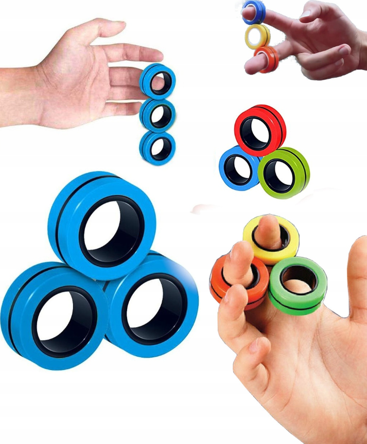 Antistresový magnetický prsten FinGears 3 ks červený