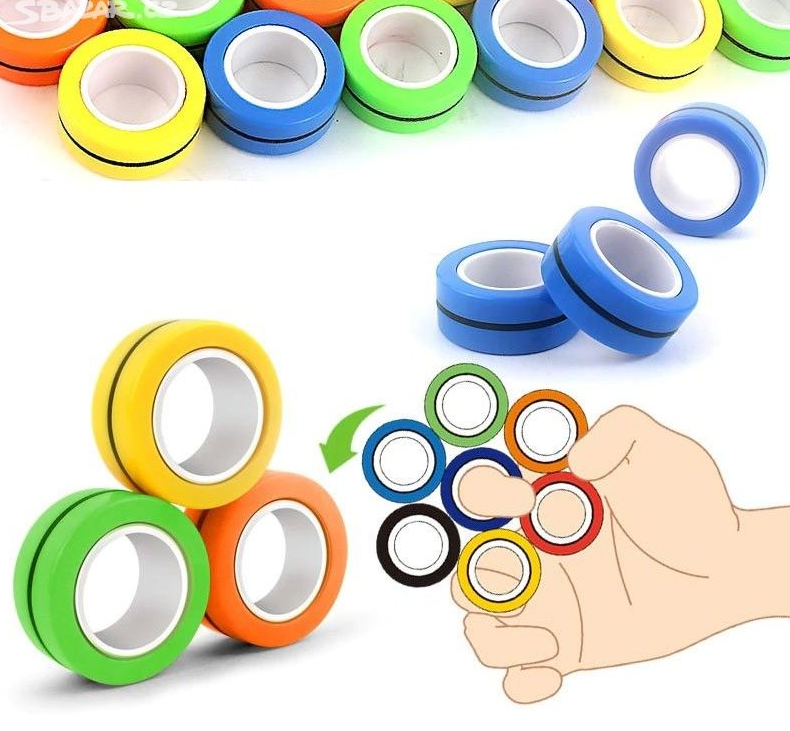 Antistresový magnetický prsten FinGears 3 ks červený