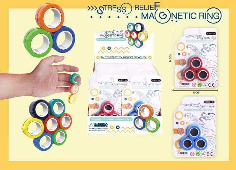 Antistresový magnetický prsten FinGears 3 ks žlutý