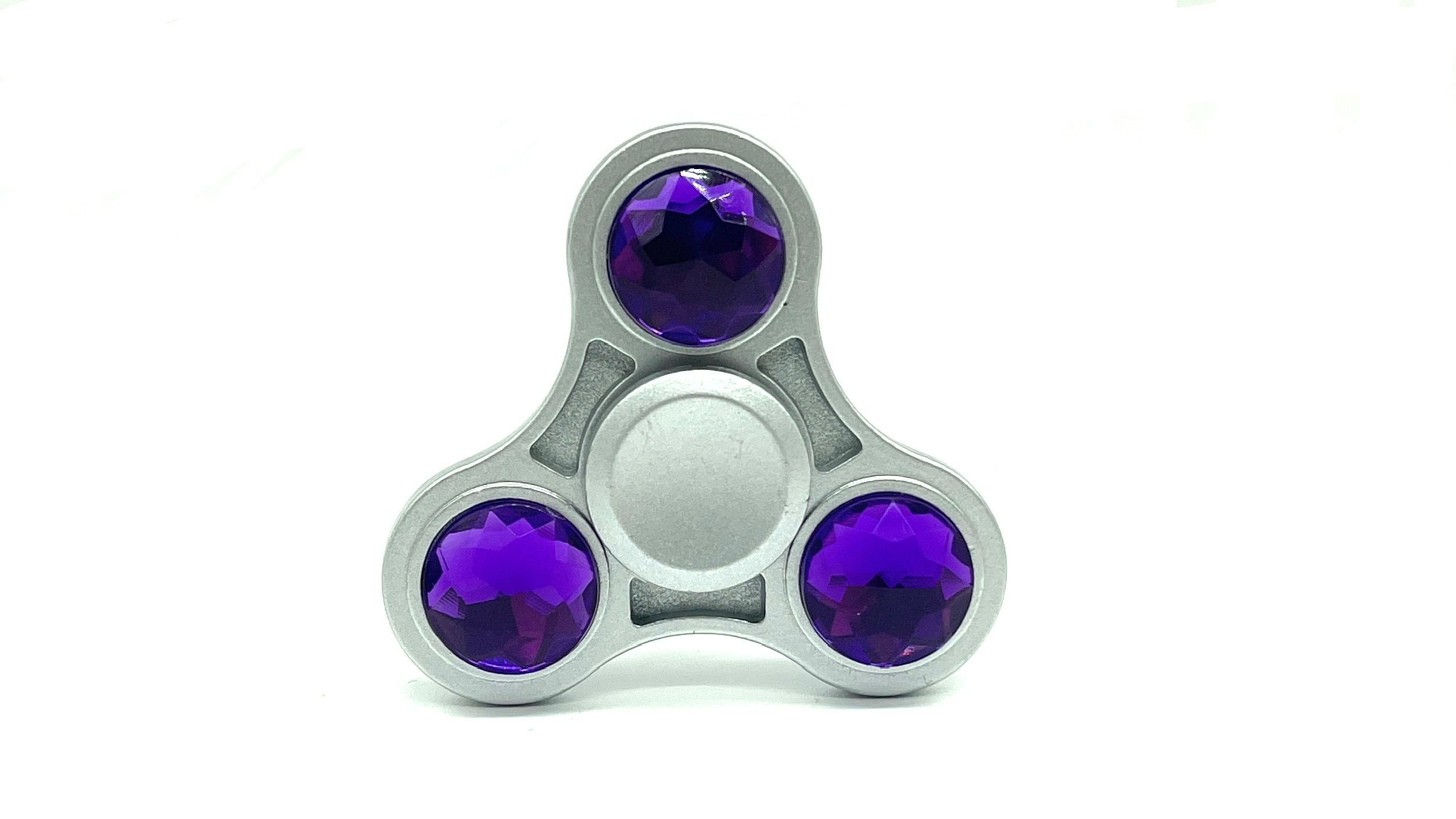 Stříbrný fidget spinner HQ fialový diamant- poškozený obal