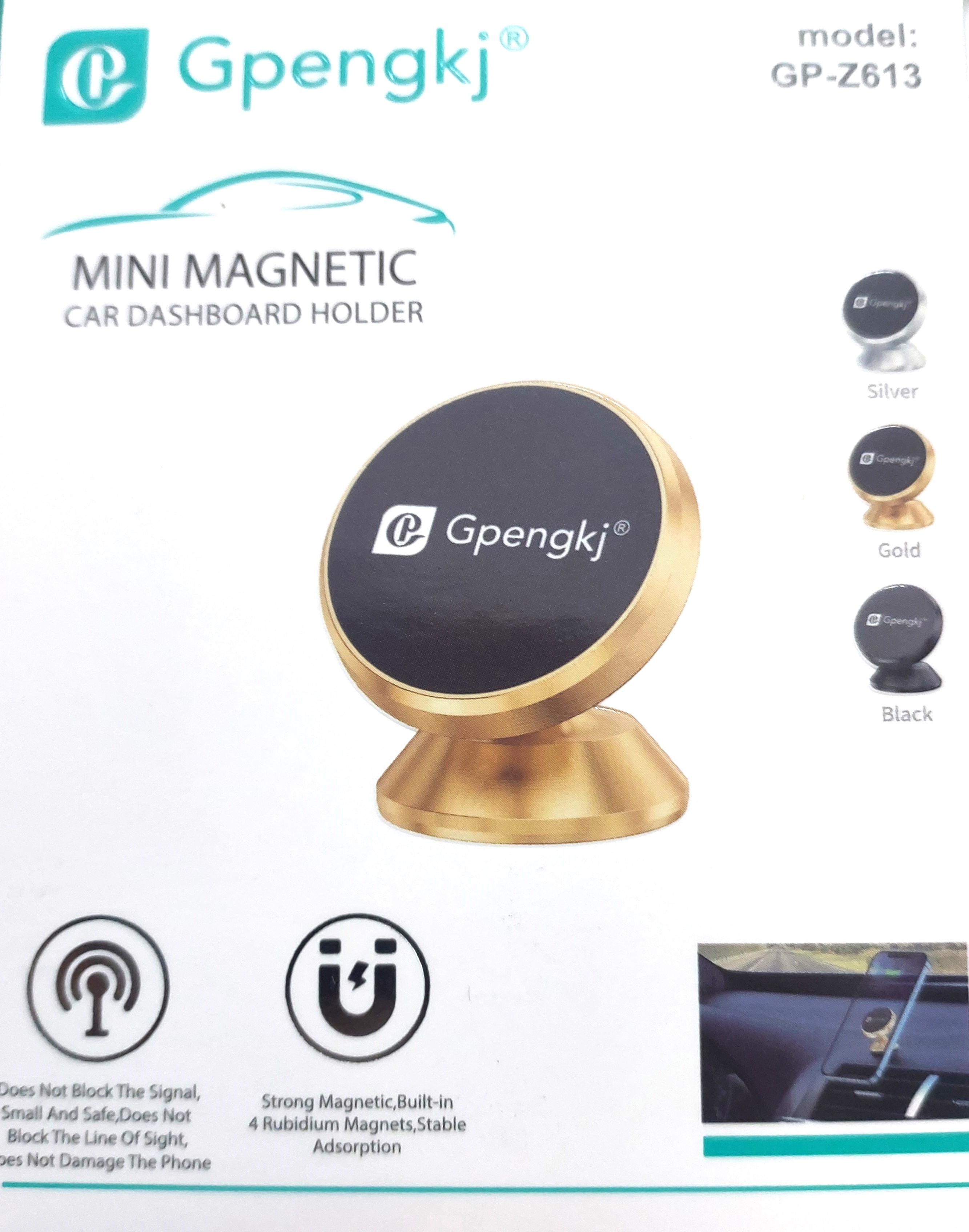 Mini magnetický držák telefonu do auta Gpengkj GP-Z613 zlatý