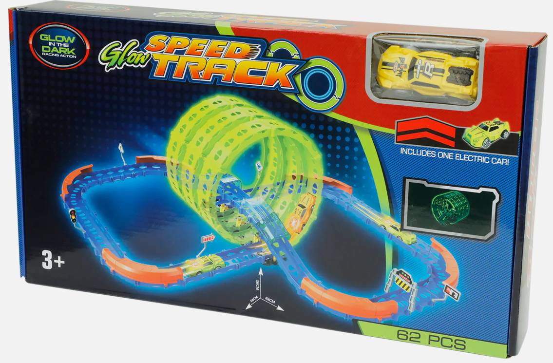 Závodní dráha svítící ve tmě