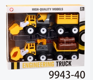 2 stavební stroje s přívěsy