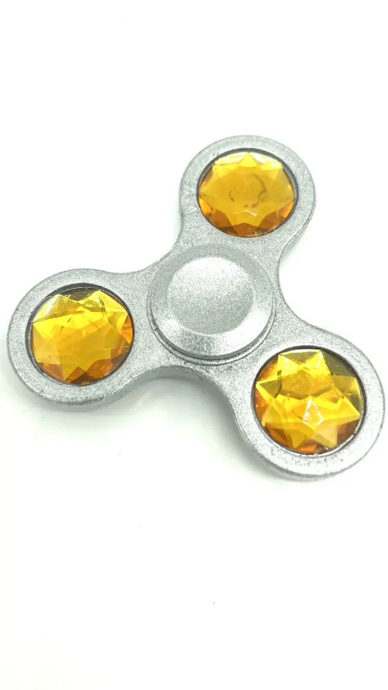 Stříbrný fidget spinner HQ žlutý diamant