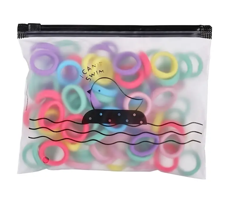 Elastické gumičky do vlasů, černé a bílé, 100 ks