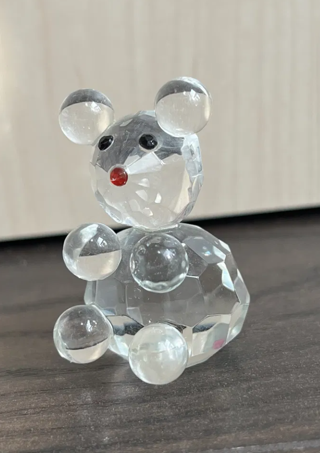 Skleněná dekorace medvěd 5cm