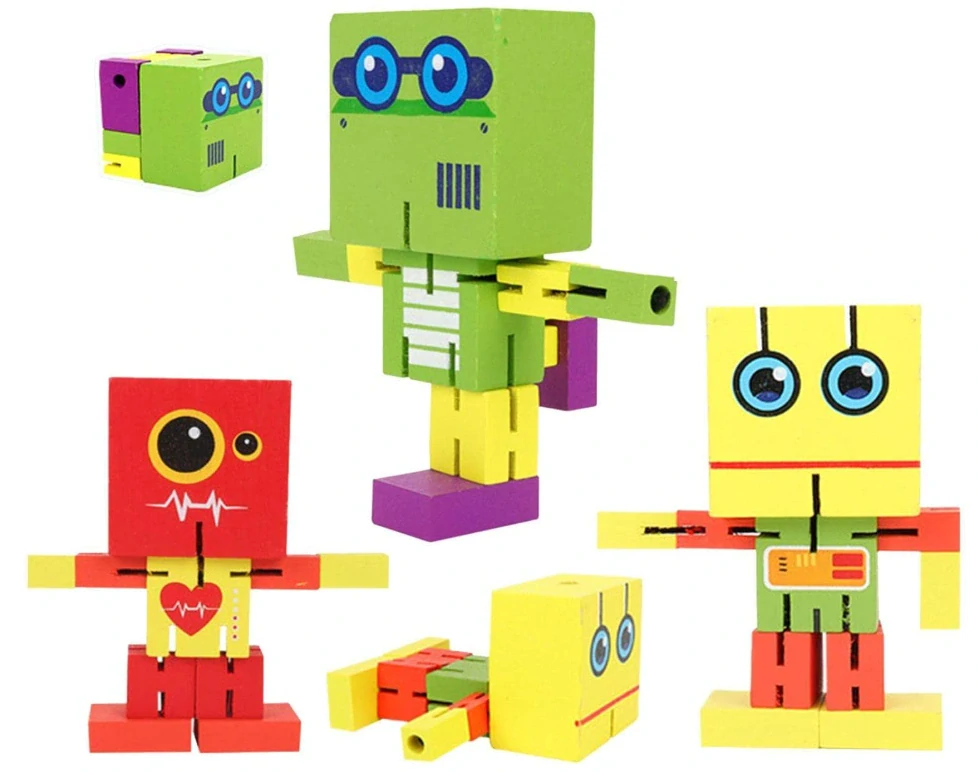 My first robot, dřevěná hračka, Žlutá