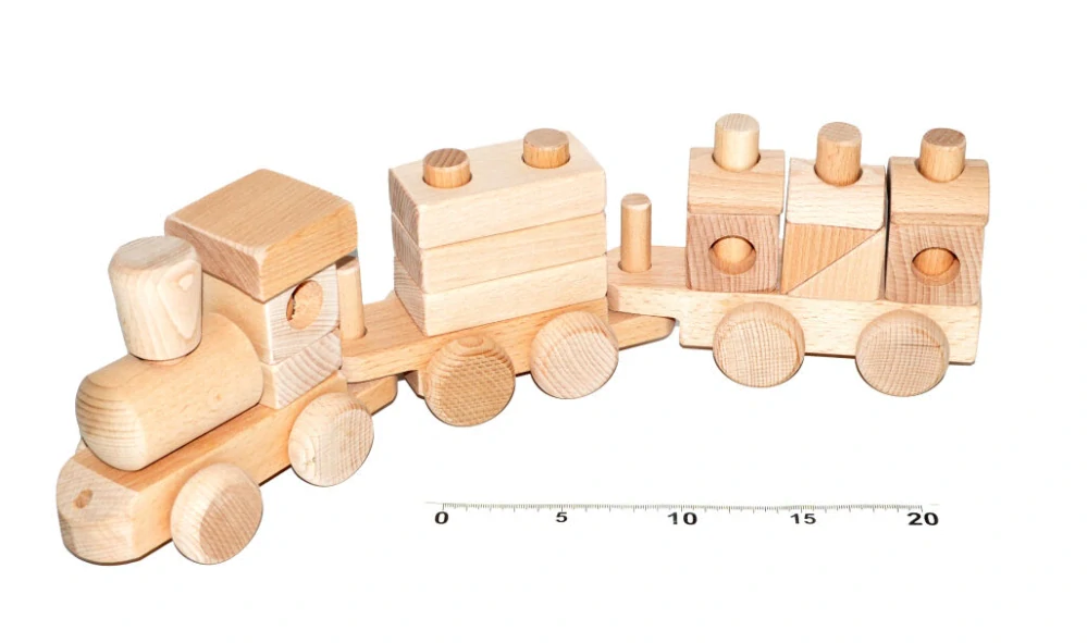 Přírodní dřevěný vláček 45 cm