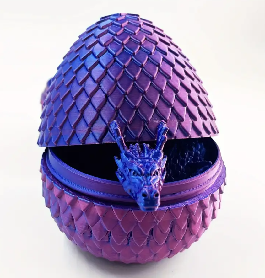 3D Čínský drak s vejcem, modrofialový