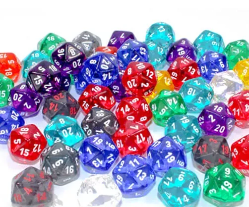 20tistěnná hrací kostka průsvitná