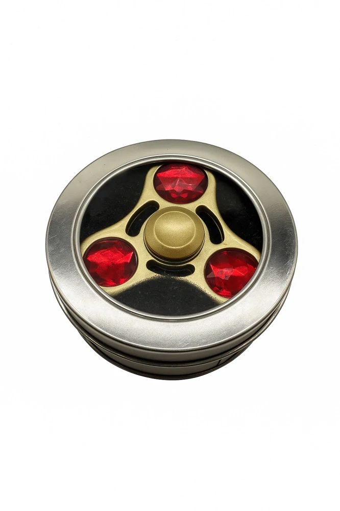 Zlatý fidget spinner HQ červený diamant