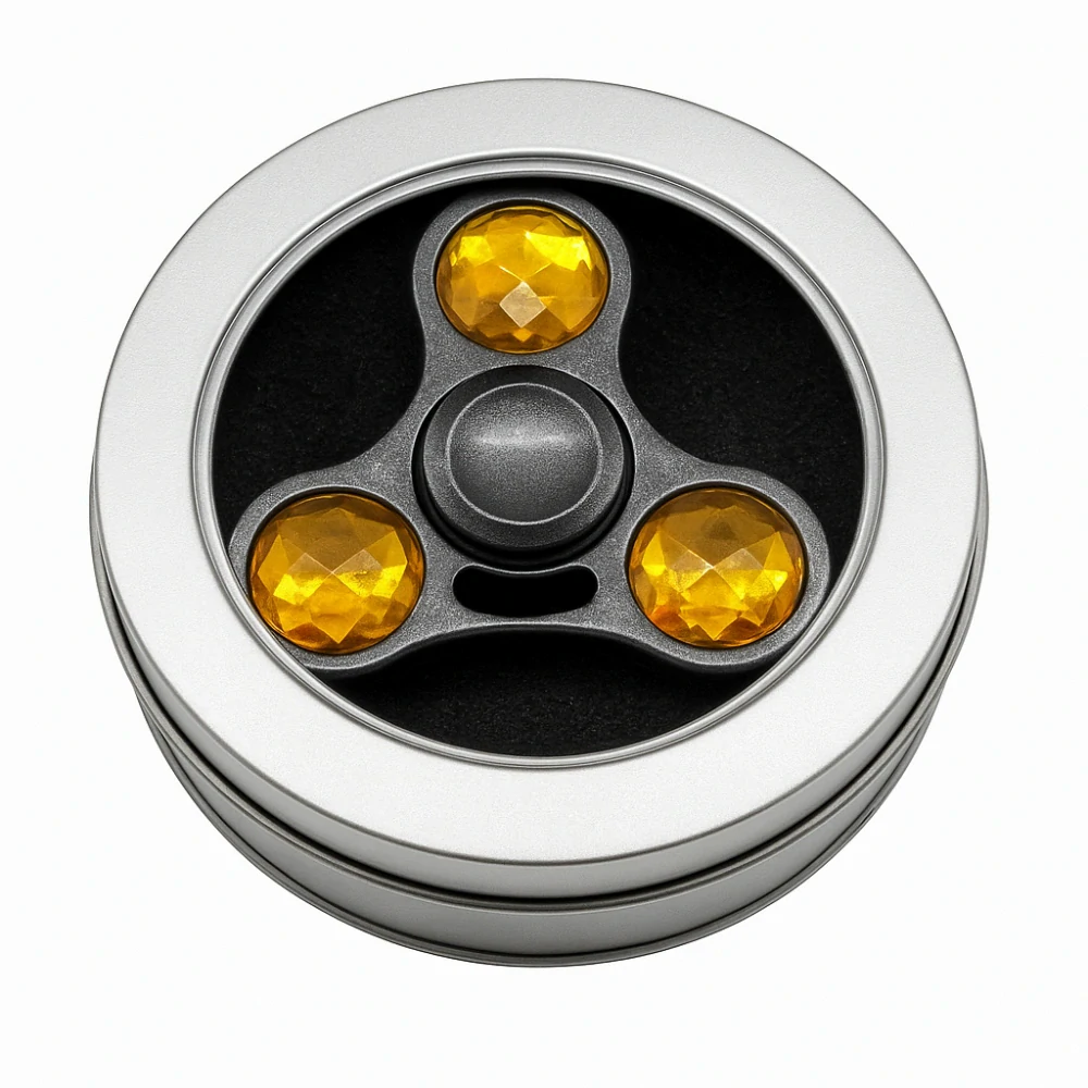 Černý fidget spinner HQ žlutý diamant
