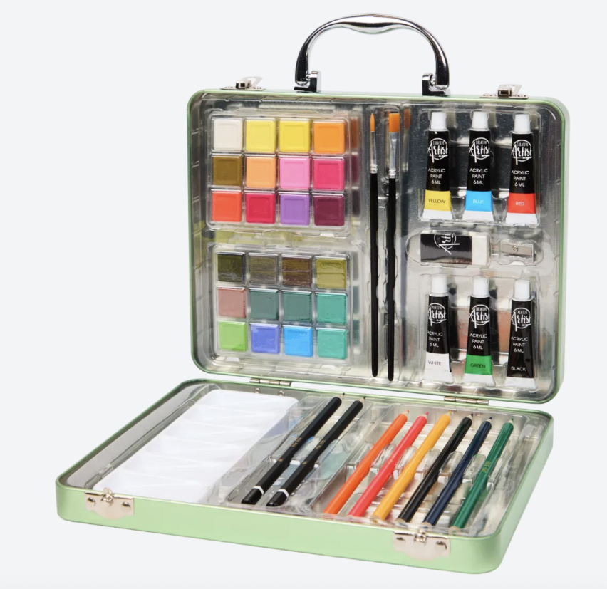 Velká kreativní sada pro malování a kreslení ARTIST – 48dílná sada v růžovém kufříku