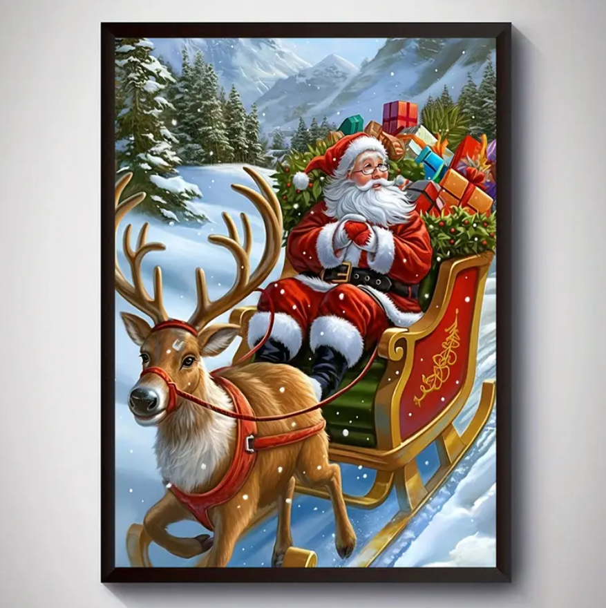 Malování podle čísel, Santa se sobem, 40x50 cm