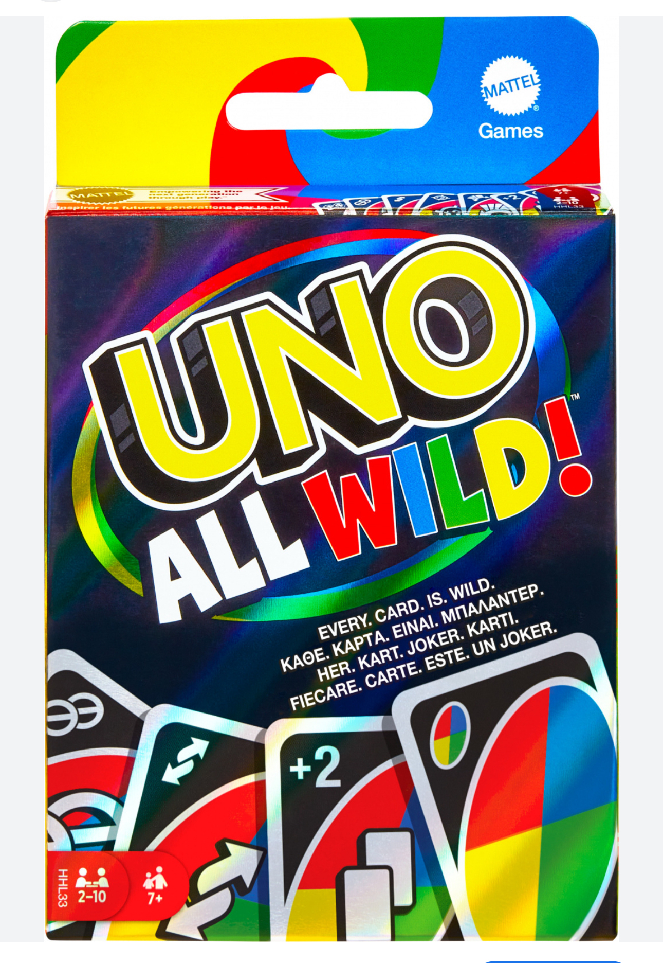 Mattel Games UNO ALL WILD , karetní hra, desková hra, rodinná hra