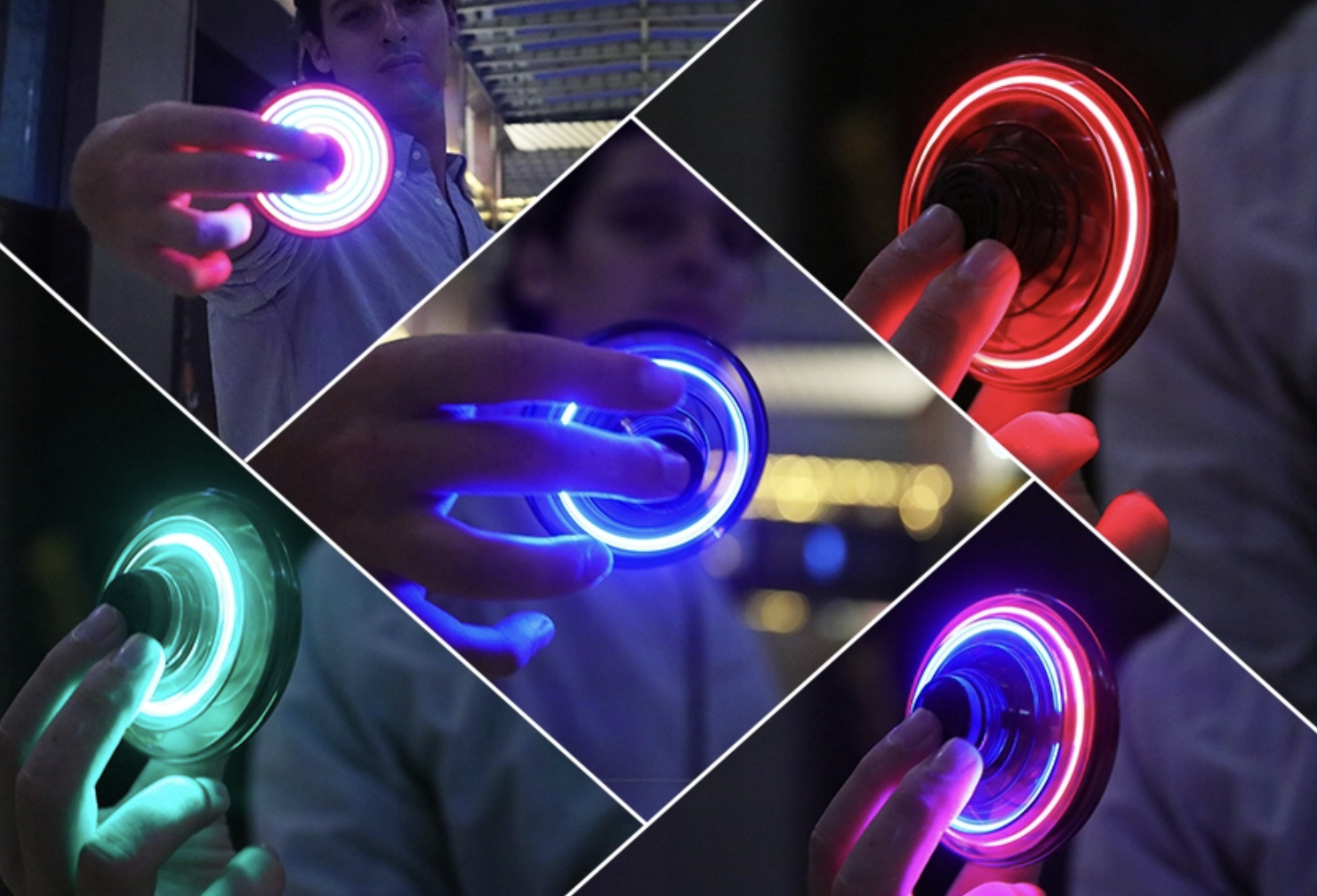 Indukční létající míček PTW – 360° rotující LED UFO spinner (USB nabíjení) zlatý 