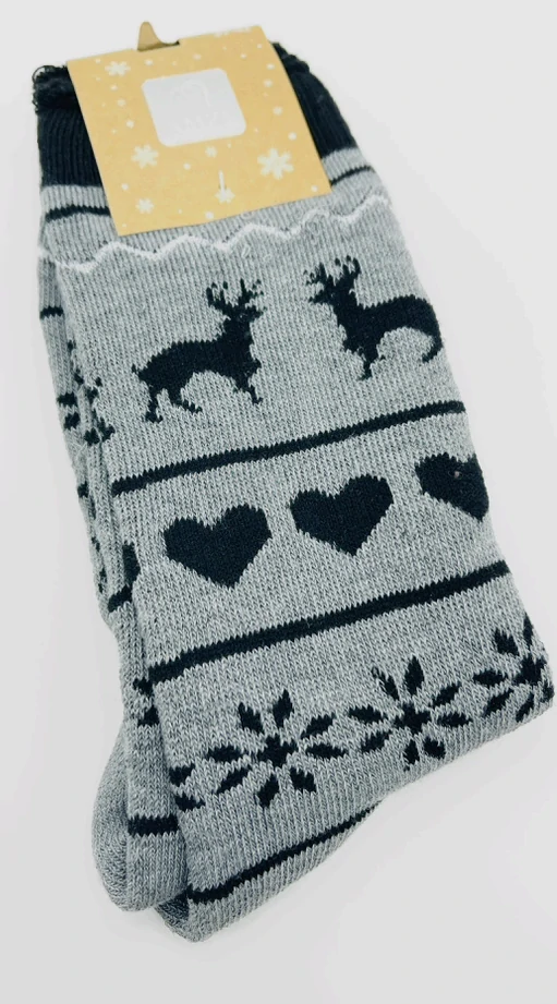 AMZF dámské vánoční ponožky šedé, velikost 35-38