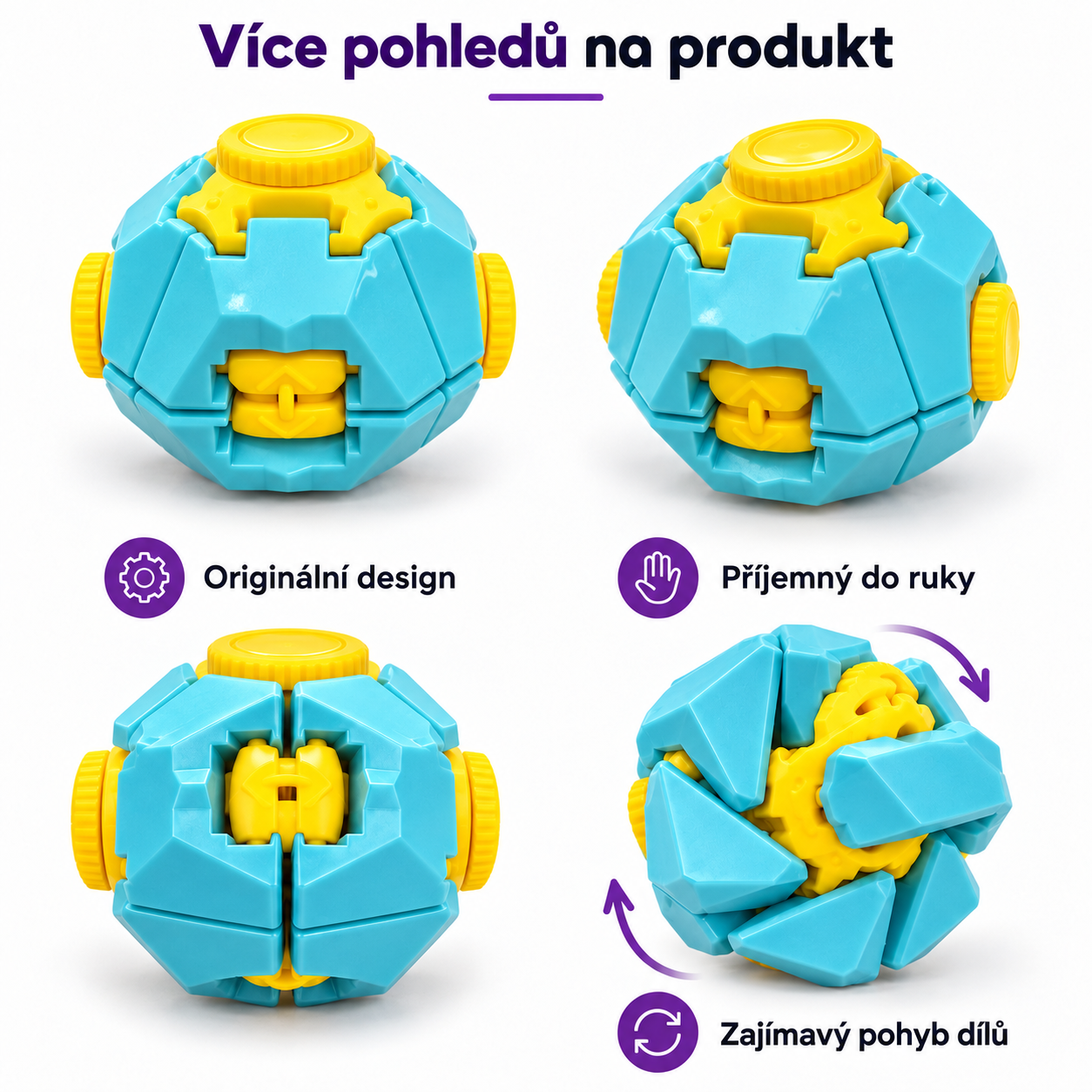 Mechanický hlavolam – antistresová fidget hračka modro-žlutý