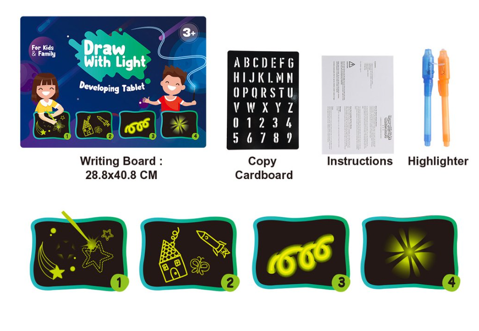 Svítící kreslící tabulka s LED perem A3 - Draw with light
