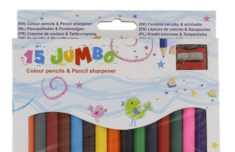 Jumbo pastelky 15ks s ořezávátkem