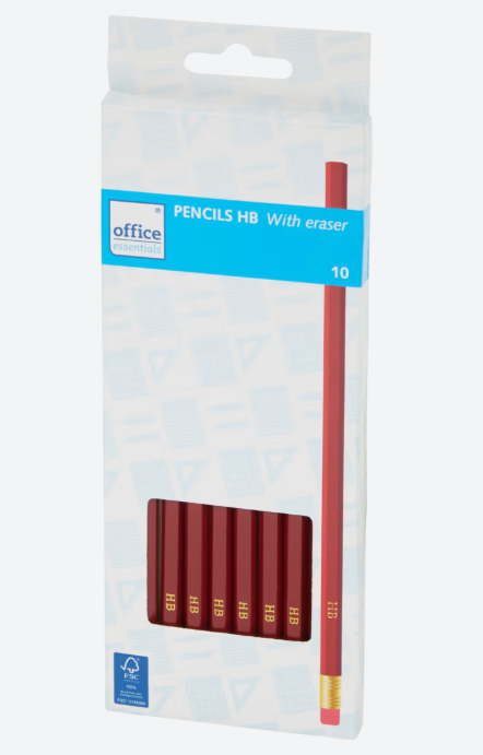 Tužky HB s gumou 10ks