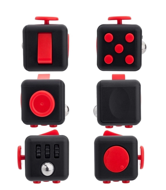 Antistresová kostka Fidget Cube černočervená