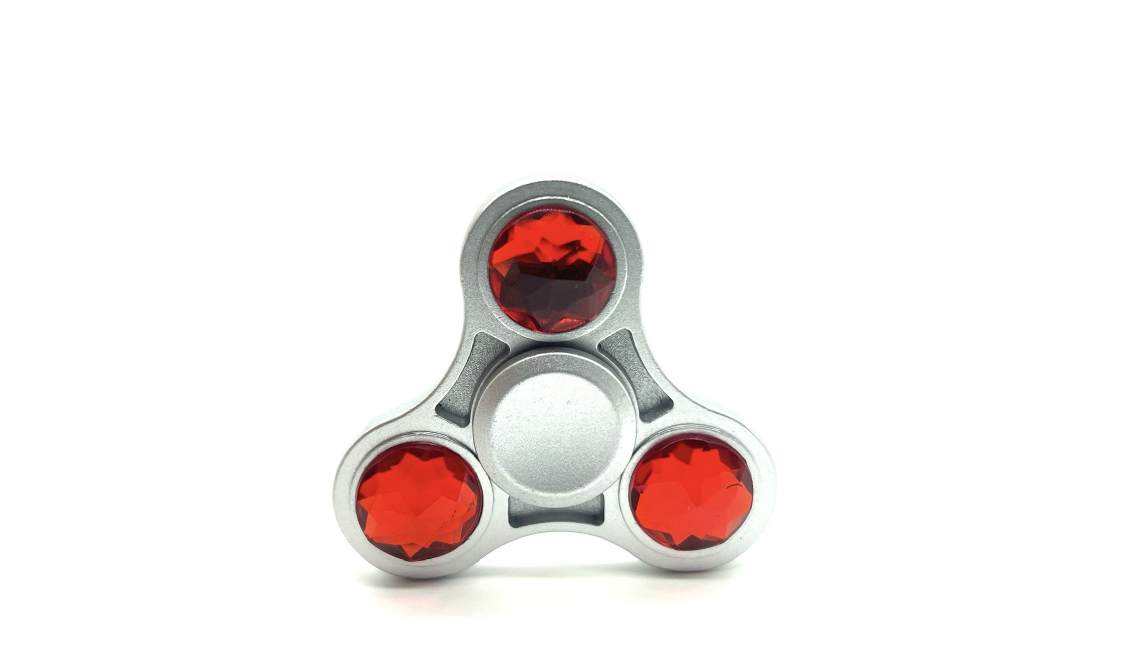 Stříbrný fidget spinner HQ červený diamant
