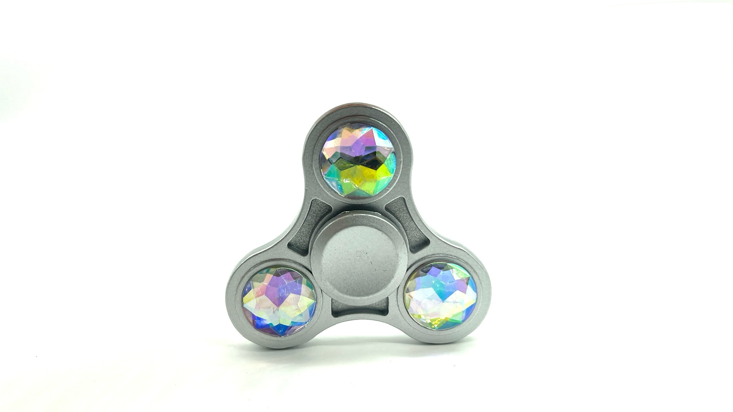 Stříbrný fidget spinner HQ čirý diamant