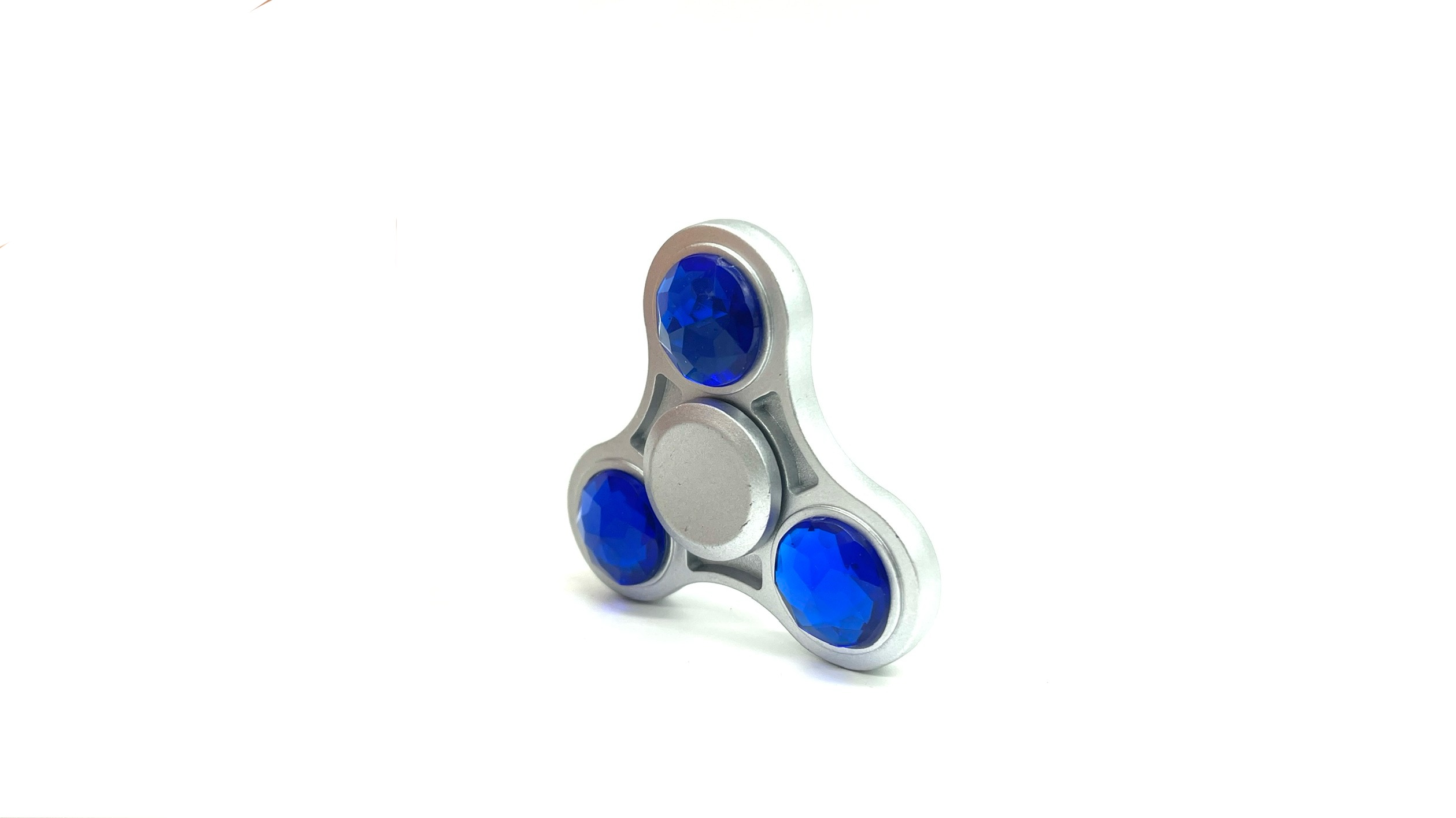 Stříbrný fidget spinner HQ modrý diamant