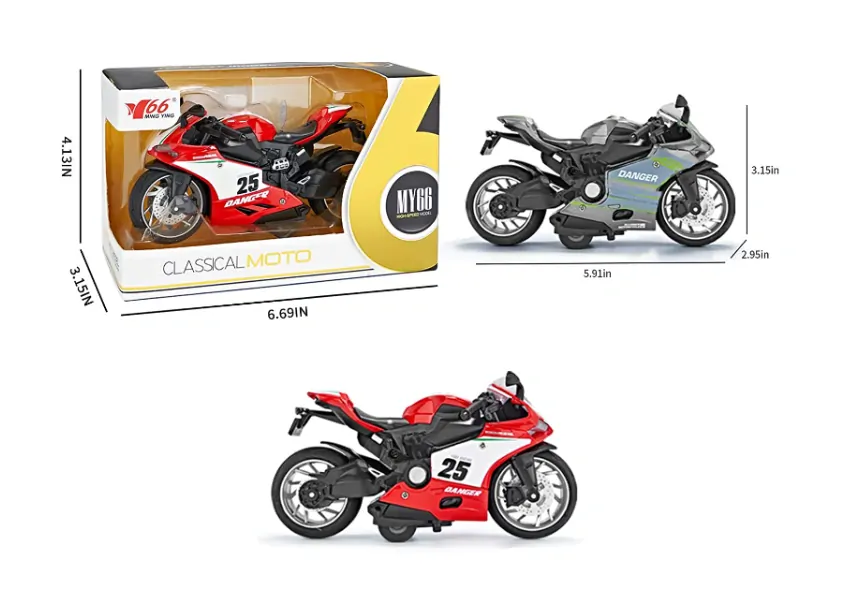 Motocykl kovový Die Cast MY66 1:12 šedozelená