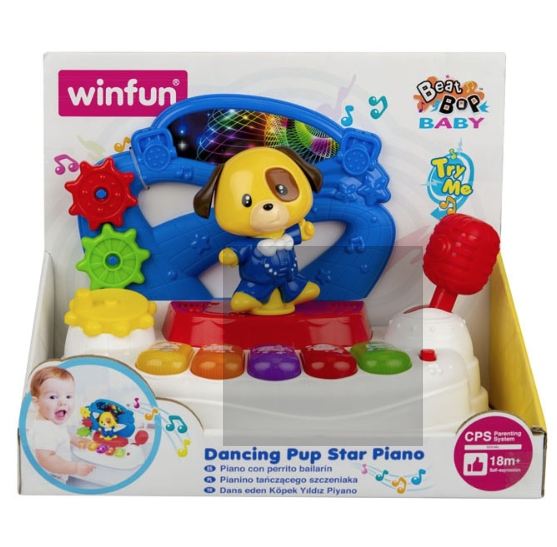 Winfun Interaktivní pianko s pejskem 27 cm se světlem a zvukem