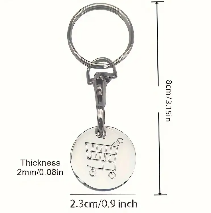 Klíčenka Kovový žeton černý s karabinou