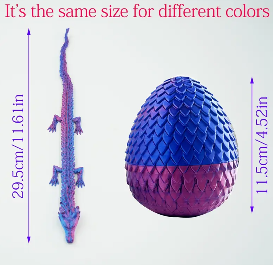3D Čínský drak s vejcem, modrofialový
