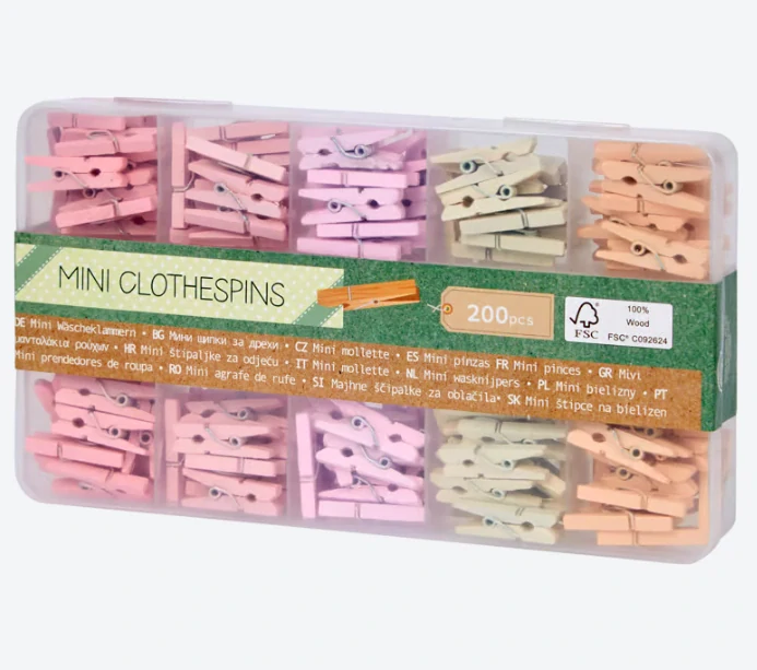 Dřevěné minikolíčky, sada 200 ks