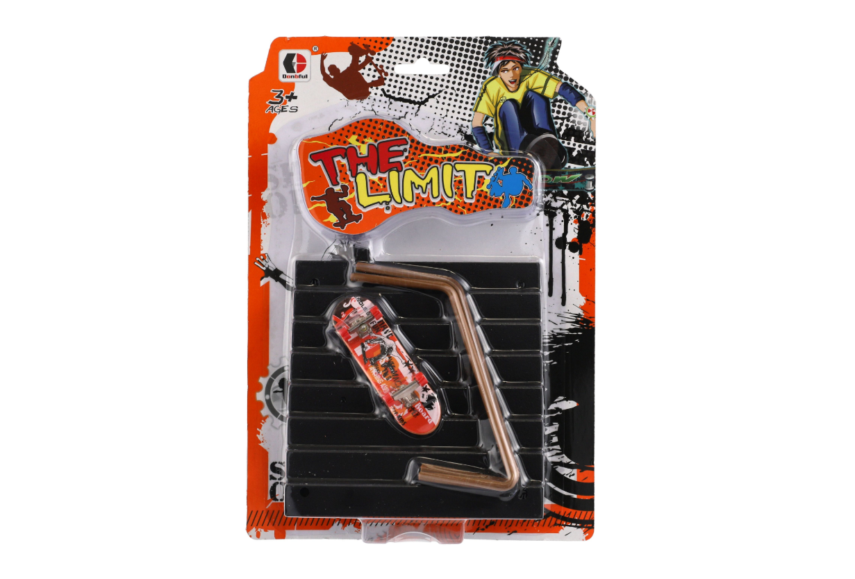 Skateboard prstový plast 9cm se schůdky a zábradlím