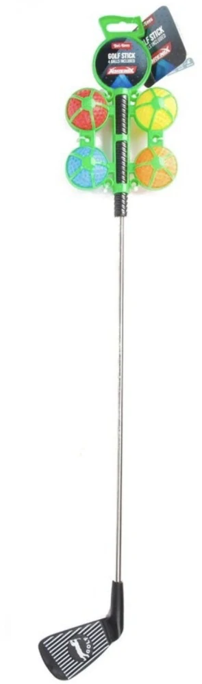 Golfová hůl 60cm + 4 barevné míčky dětský golfový set 3 druhy kov/plast