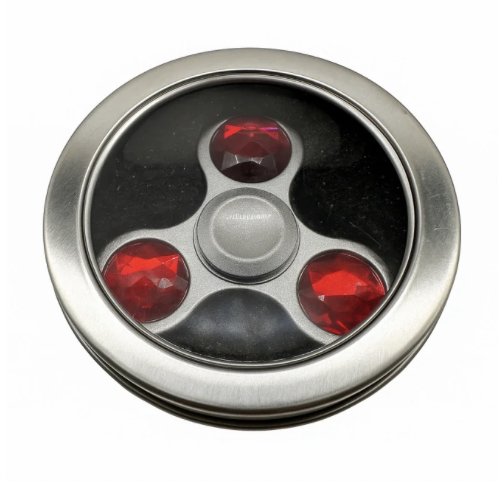 Stříbrný fidget spinner HQ červený diamant
