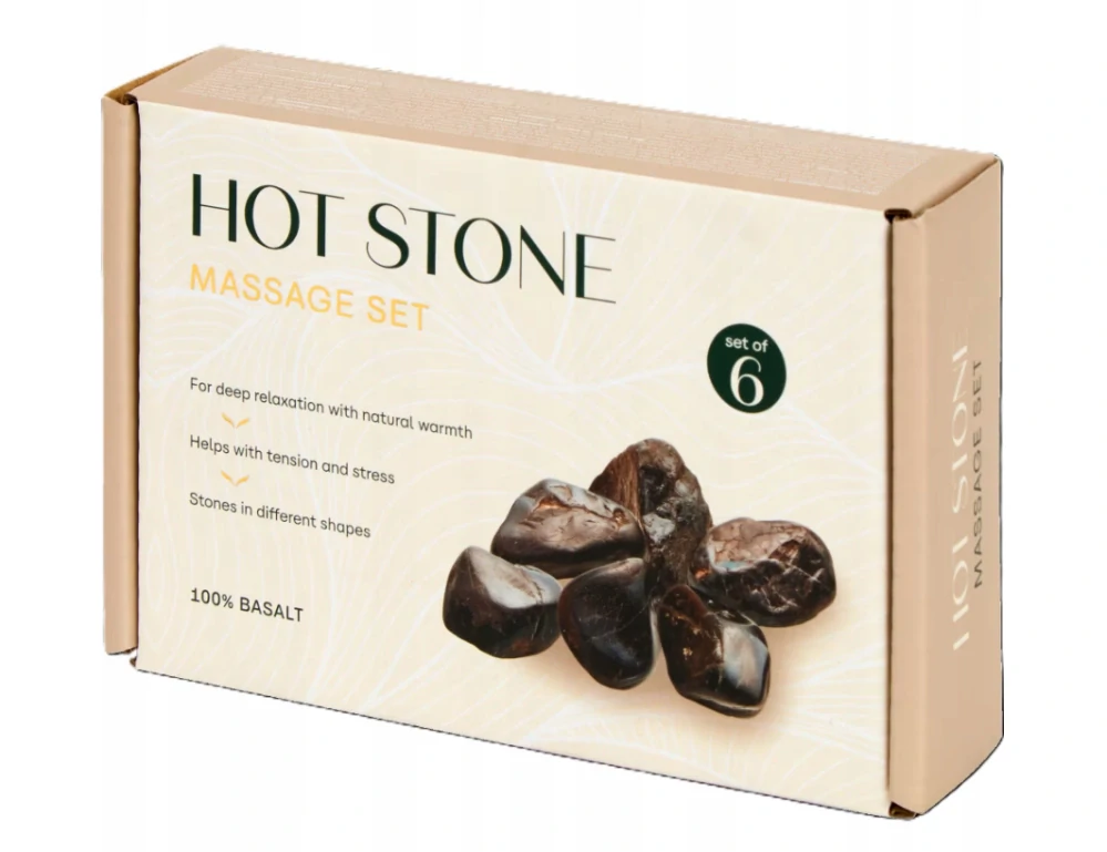 Hot Stone, Masážní kameny z čedičového dřeva, 6ks