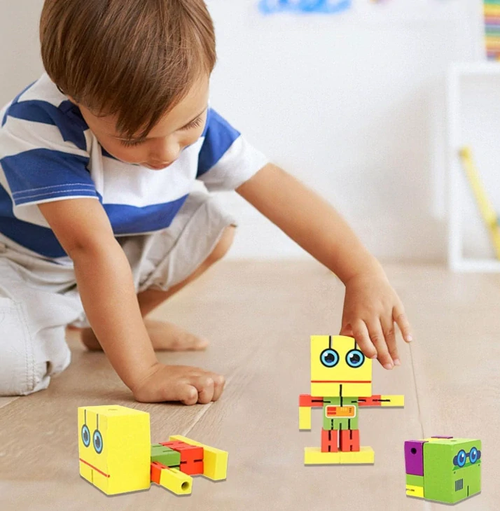 My first robot, dřevěná hračka, Žlutá