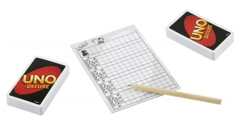 Mattel Uno Deluxe v kovovém obalu, karetní hra