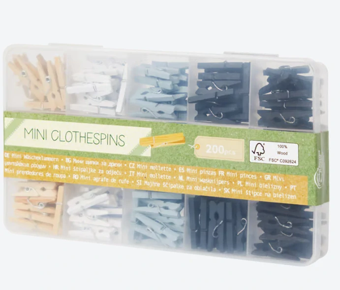 Dřevěné minikolíčky, sada 200 ks