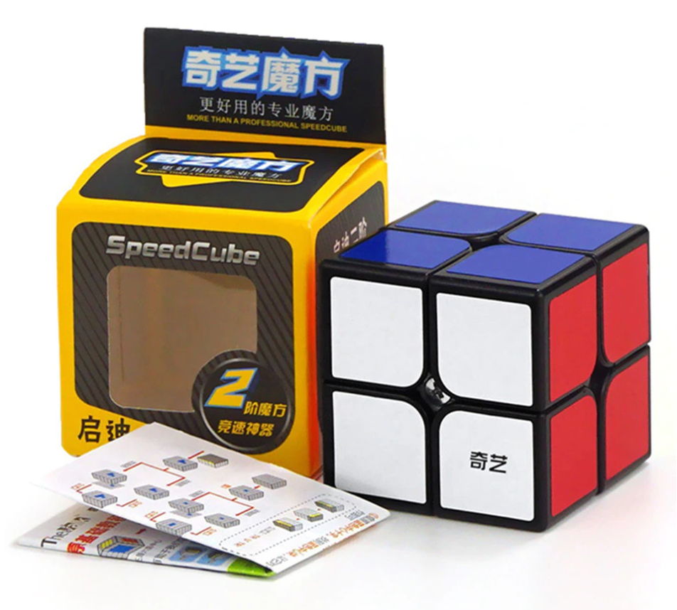 QiYi QiDi W Rubikova kostka 2x2x2 černá s nálepkami