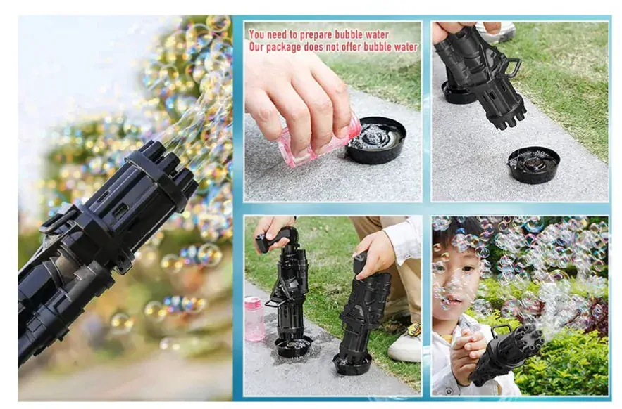 BUBBLE MACHINE modrá - kulomet na bubliny- ČERNÝ