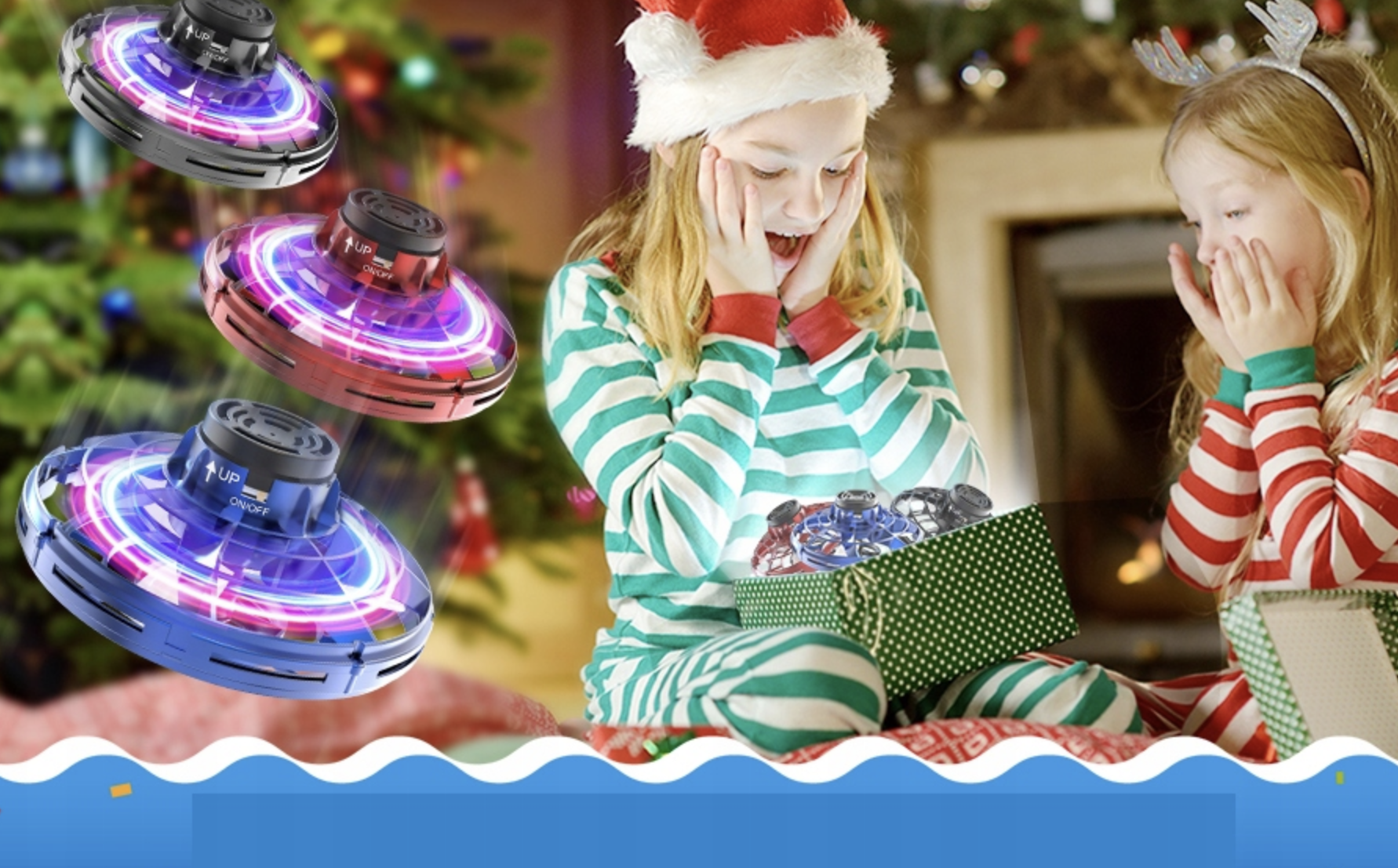 Indukční létající míček PTW – 360° rotující LED UFO spinner (USB nabíjení) zlatý 