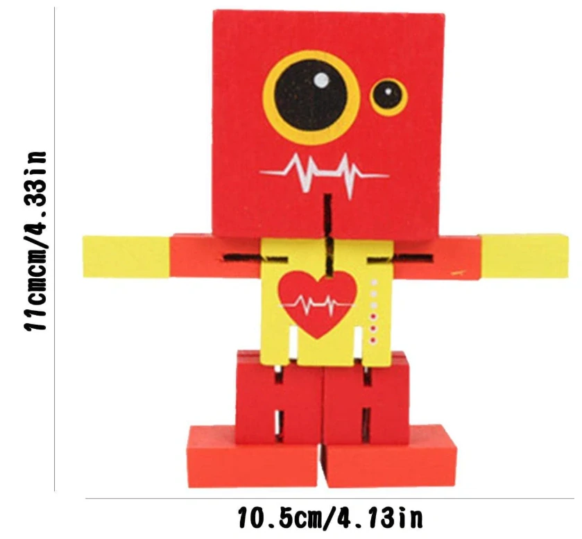 My first robot, dřevěná hračka, Žlutá