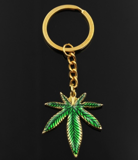 Klíčenka Cannabis zlatá