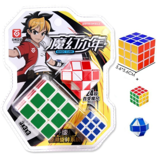 Rubikova kostka KX Fantasy Cube 3x3x3 + snake 3-set bílý