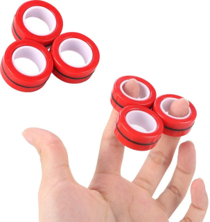 Antistresový magnetický prsten FinGears 3 ks červený