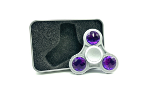 Stříbrný fidget spinner HQ fialový diamant