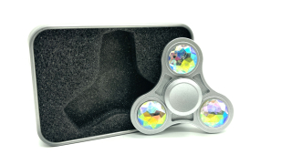 Stříbrný fidget spinner HQ čirý diamant